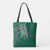 Donkergroen met Waterverf Bladeren Genoemd Tote Bag (Achterkant)