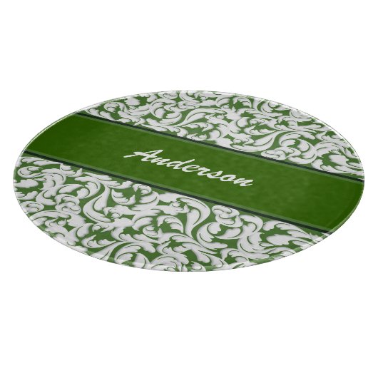 Donkergroen met Witte Gepersonaliseerde Snijplank (Hoek)