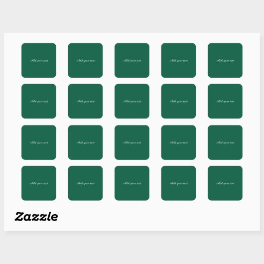 Donkergroen met witte tekst, vierkante sticker (Vel)