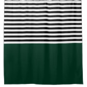 Donkergroen met zwarte en witte strepen douchegordijn (Voorkant)