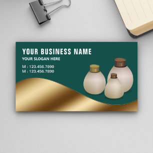Donkergroen Metallic Goud Aroma Olie Parfum Fles Visitekaartje