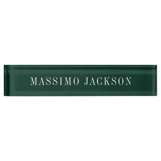 Donkergroen Minimalistisch Eenvoudig Modern  Naambordje (Voorkant)