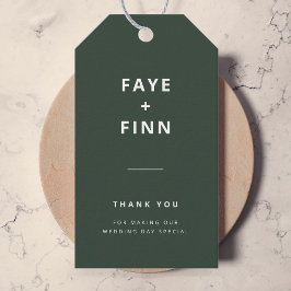 Donkergroen | Minimalistisch Scandi Modern Wedding Cadeaulabel