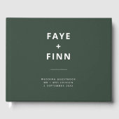 Donkergroen | Minimalistisch Scandi Modern Wedding Gastenboek (Voorkant)