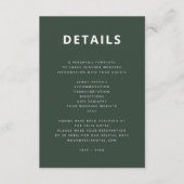 Donkergroen | Minimalistisch Scandi Modern Wedding Informatiekaartje (Voorkant)