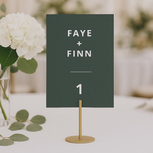 Donkergroen | Minimalistisch Scandi Modern Wedding Kaart
