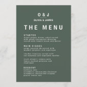 Donkergroen | Minimalistisch Scandi Modern Wedding Menu (Voorkant)