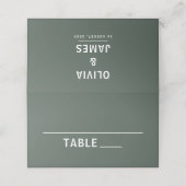 Donkergroen | Minimalistisch Scandi Modern Wedding Plaatskaartje (Buitenkant ongevouwen)
