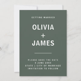 Donkergroen | Minimalistisch Scandi Modern Wedding Save The Date