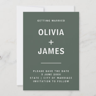 Donkergroen Minimalistisch Scandi Modern Wedding Save The Date