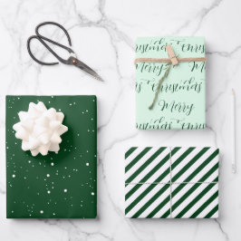 Donkergroen & Mint Kerstmis Mix Inpakpapier Vel