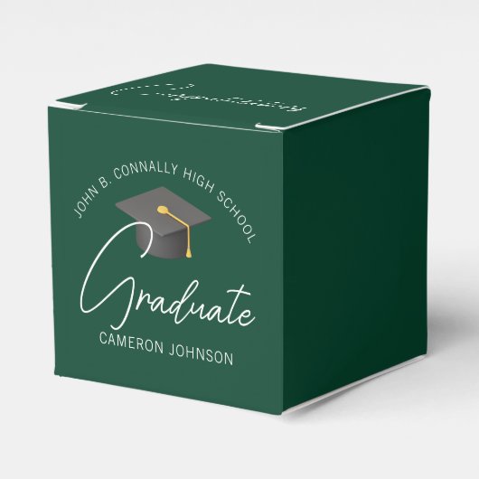 donkergroen modern afstudeerfeest bedankdoosjes (Voorkant Zijde)