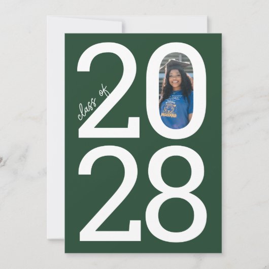 Donkergroen Modern Class Jaar van & Foto Afstudere Aankondiging (Voorkant)