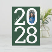 Donkergroen Modern Class Jaar van & Foto Afstudere Aankondiging (Staand voorkant)
