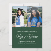 Donkergroen Modern Class Jaar van & Foto Afstudere Aankondiging (Achterkant)