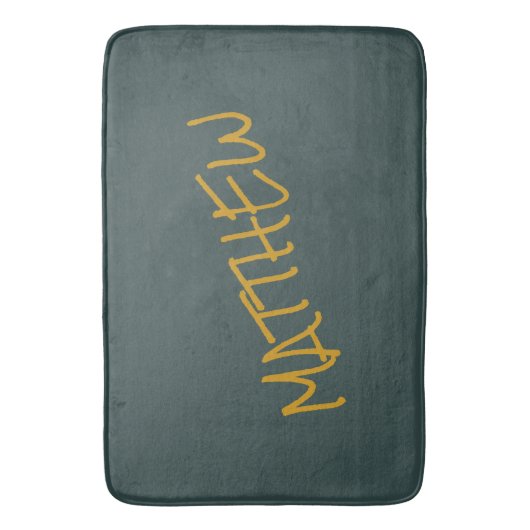 Donkergroen modern gouden belettering script badmat (Voorkant Verticaal)