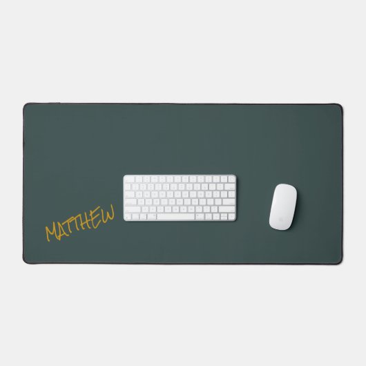Donkergroen modern gouden belettering script bureaumat (Keyboard & Muis)