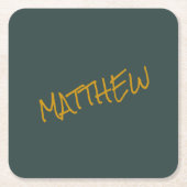 Donkergroen modern gouden belettering script kartonnen onderzetters (Voorkant)