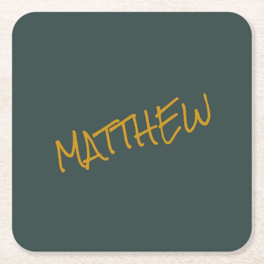 Donkergroen modern gouden belettering script kartonnen onderzetters (Voorkant)