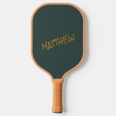 Donkergroen modern gouden belettering script pickleball paddle (Achterkant)