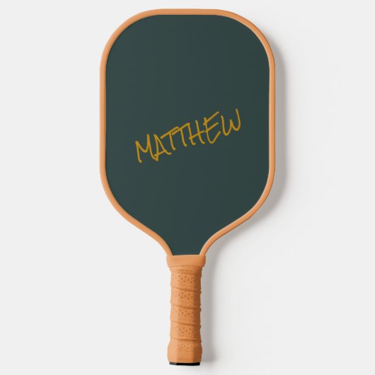 Donkergroen modern gouden belettering script pickleball paddle (Achterkant)