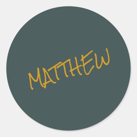 Donkergroen modern gouden belettering script ronde sticker (Voorkant)