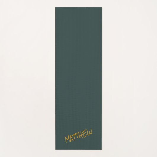 Donkergroen modern gouden belettering script yogamat (Voorkant)