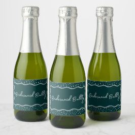 Donkergroen Modern grillig bruidsmeisje Bubbly Min Sparkling Wijnetiket