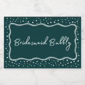 Donkergroen Modern grillig bruidsmeisje Bubbly Min Sparkling Wijnetiket (Enkel label)