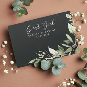 Donkergroen Modern groen bladeren bruiloft Gastenboek