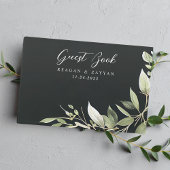 Donkergroen Modern groen bladeren bruiloft Gastenboek