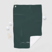 Donkergroen Modern Script Monogram Naam Golfhanddoek (Insitu)