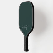 Donkergroen Modern Script Monogram Naam Pickleball Paddle (Links)