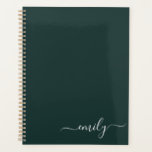 Donkergroen Modern Script Monogram Naam Planner<br><div class="desc">Donkergroen Eenvoudig Script Monogram Naam. Dit maakt de perfecte lieve 16 verjaardags-,  bruiloft-,  vrijgezellenfeest-,  jubileum-,  baby shower- of vrijgezellenfeestcadeau voor iemand die van glamluxe en chique stijlen houdt.</div>