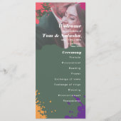 Donkergroen Modern Wedding Drops Design Programmakaart (Voorkant)