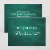 Donkergroen modern Wil je mijn bruidsmeisje zijn? Briefkaart (Voorkant / Achterkant)