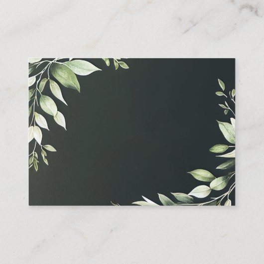 Donkergroen Moderne Groene Bladeren Trouwdetails Informatiekaartje (Achterkant)