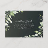 Donkergroen Moderne Groene Bladeren Trouwdetails Informatiekaartje (Voorkant)