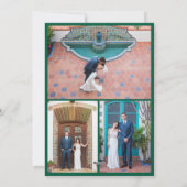 Donkergroen Moderne Minimalist Getrouwd & Vrolijk  Feestdagenkaart (Achterkant)