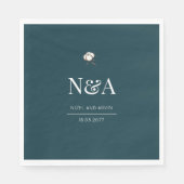 Donkergroen Monochroom Minimalistische Initialen M Servet (Voorkant)