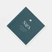 Donkergroen Monochroom Minimalistische Initialen M Servet (Hoek)