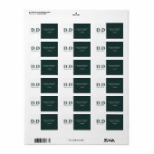 Donkergroen monogram Initialen retouradres Etiket (Full Sheet)