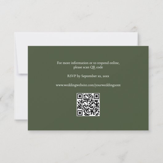 donkergroen mos met esdoornbladeren accent QR-code RSVP Kaartje (Achterkant)