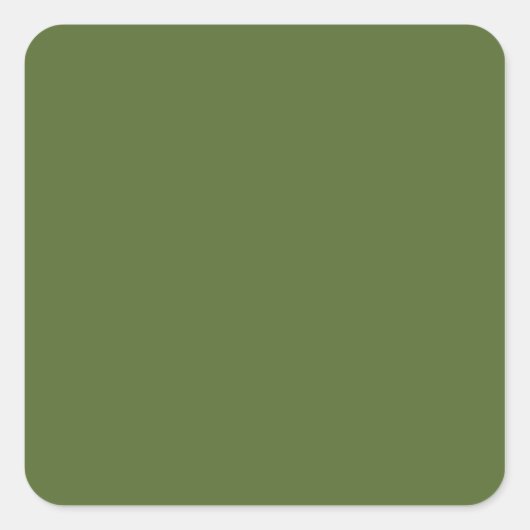 Donkergroen Olijf Vierkante Sticker (Voorkant)