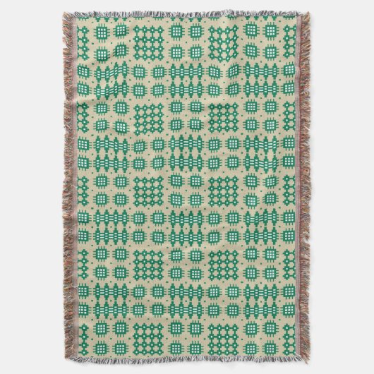 Donkergroen op beige Welsh Tapestry Pattern Blanke Deken (Voorkant Verticaal)