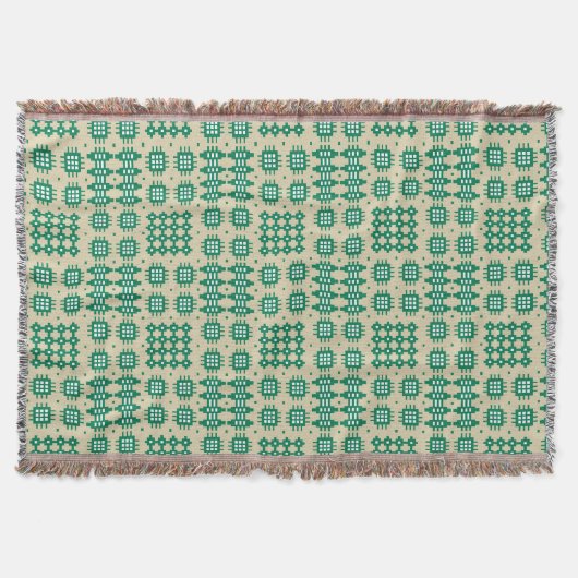 Donkergroen op beige Welsh Tapestry Pattern Blanke Deken (Voorkant)