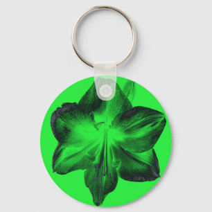 Donkergroen op lichtgroene amaryllis sleutelhanger