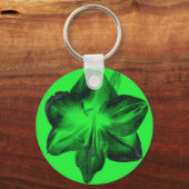 Donkergroen op lichtgroene amaryllis sleutelhanger (Voorkant)