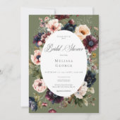Donkergroen Ovaal Bloemen Lijst Vrijgezellenfeest Kaart (Voorkant)