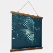 Donkergroen palmblad hangend wandkleed (Gebogen)